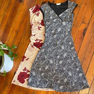 Set of Two Floral Retro Dresses Size Large Made in the USA Teeze Me & Byer Too!